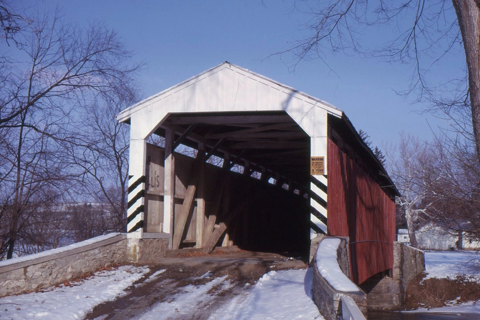 Baumgardner's Mill Covered Bridge, Lancaster County, PA — Historical Photo 1963