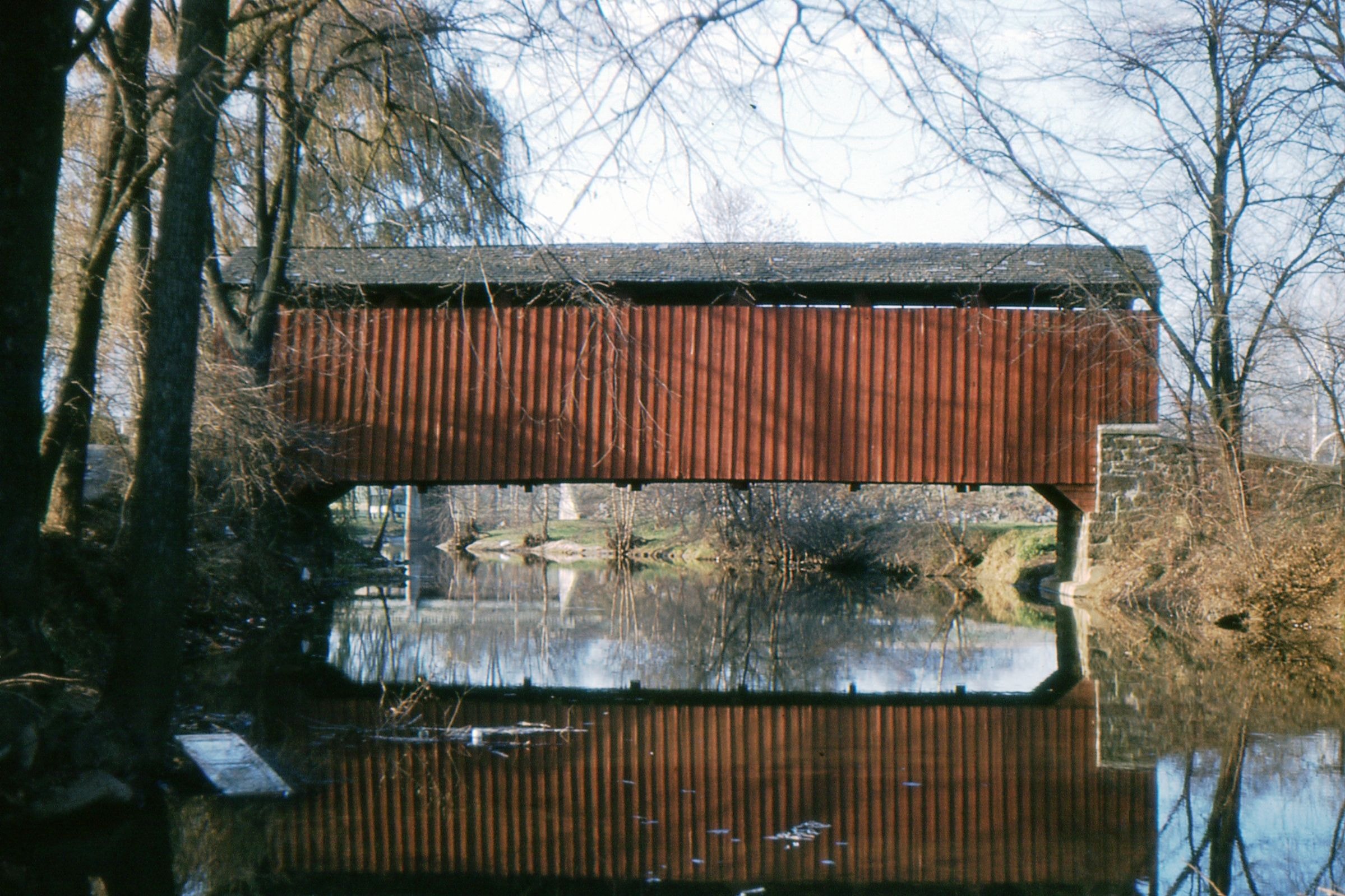 Bucher's Mill Covered Bridge, Lancaster County, PA — Historical Photo 1960