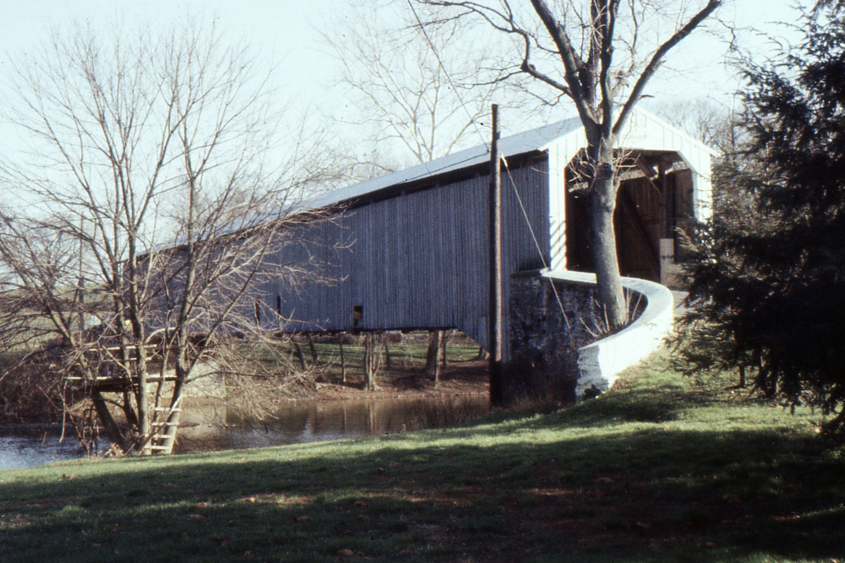 Hunsecker's Mill Covered Bridge, Lancaster County, PA — Historical Photo 1959