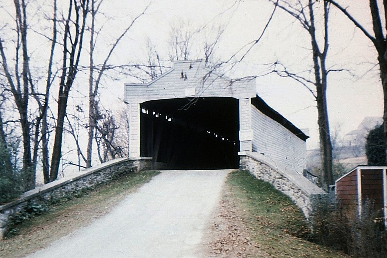 Kutz's Mill / Sacony Covered Bridge, Berks County, PA — Historical Photo 1956