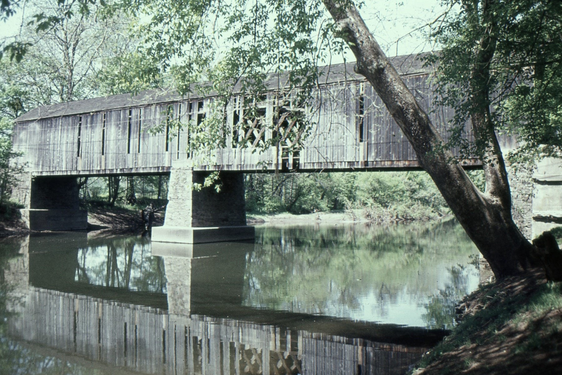 Twining Ford / Schofield Ford Covered Bridge, Bucks County, PA — Historical Photo 1977