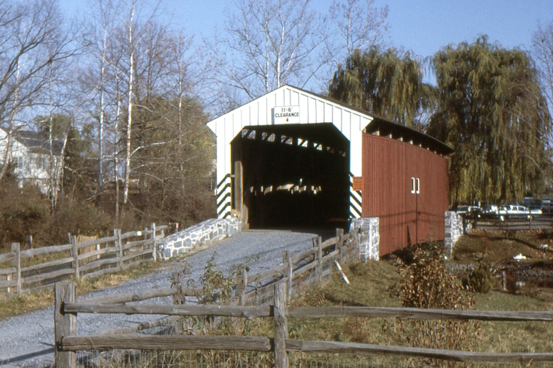Willows / Willow Hill / Amish Farm Covered Bridge, Lancaster County, PA — Historical Photo 1964