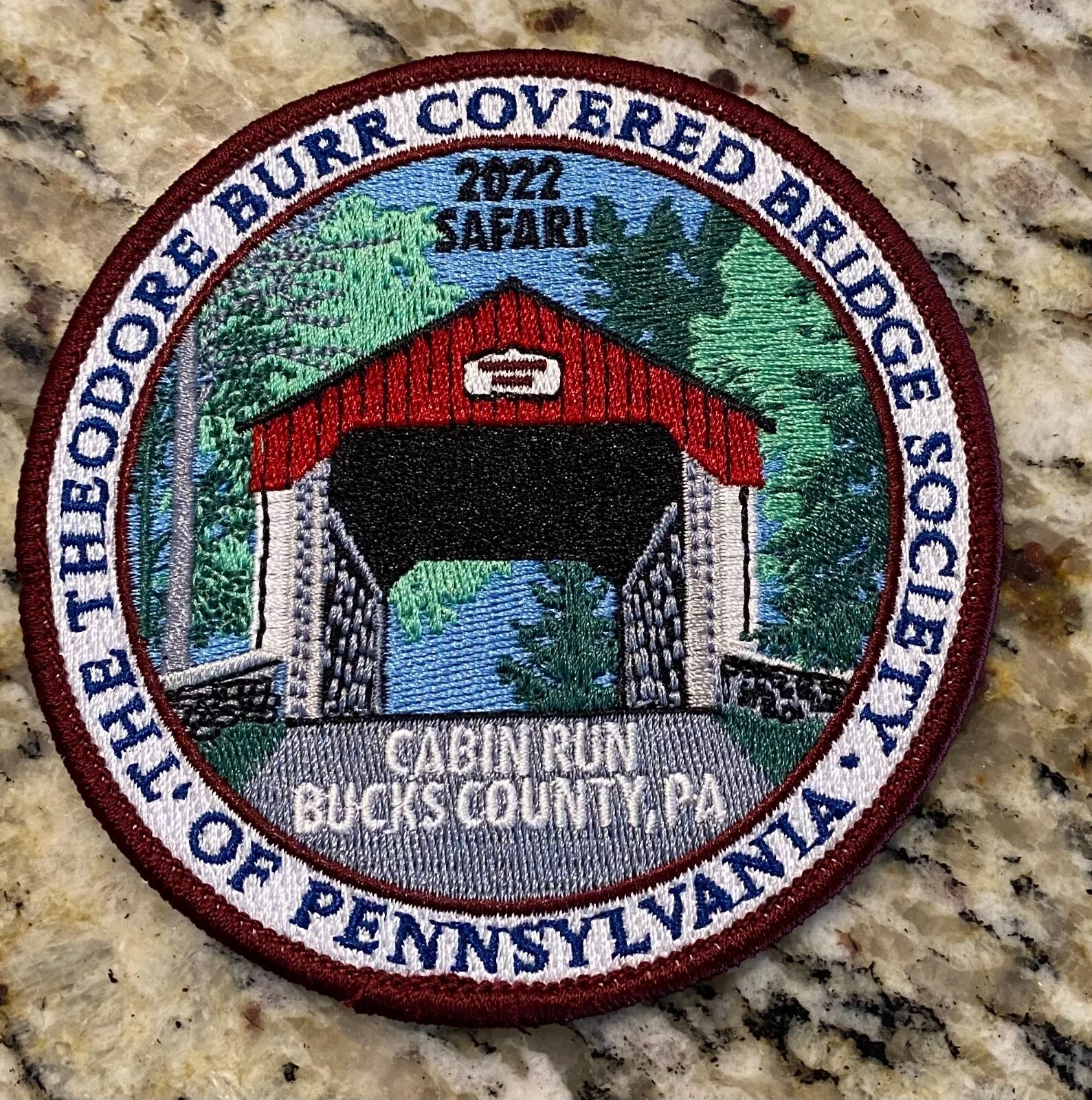 2022 Safari Embroidered Patch — Cabin Run Bridge, Bucks County, PA
